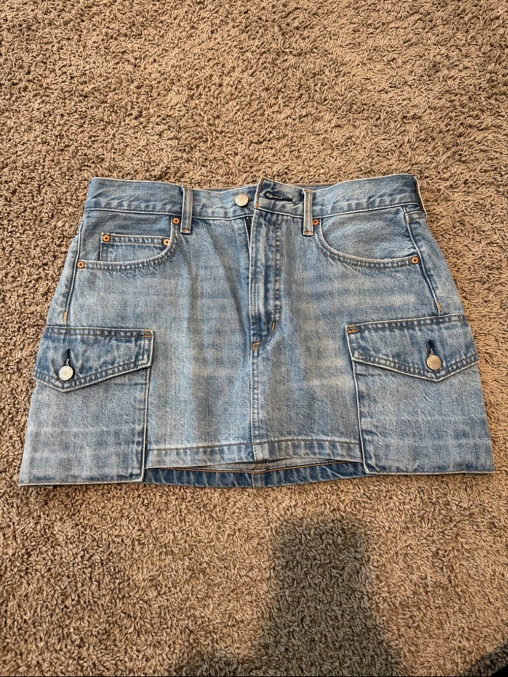 Aritzia Light Blue Denim Cargo Mini Skirt